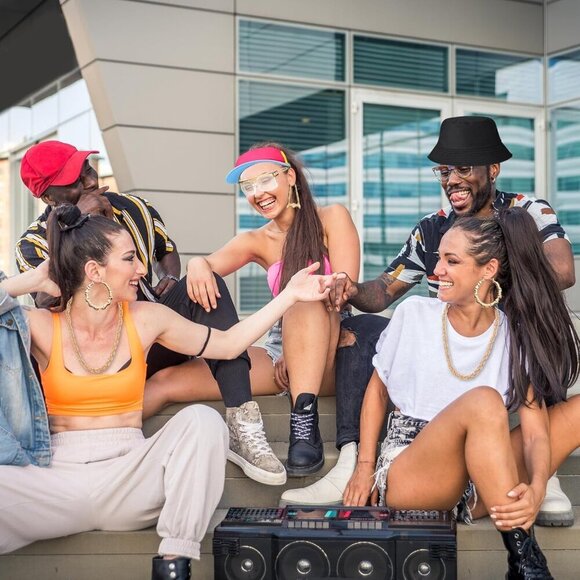 80s 90s Hip Hop Costume Women Accessories Fanny Pack Hat Earrings Necklace main image 4